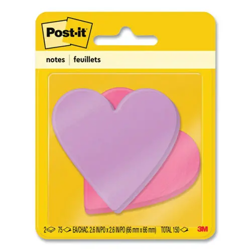 Die-Cut Heart Shaped Notepads, 3" X 3", Pink/Purple, 75 Sheets/Pad, 2 Pads/Pack 1