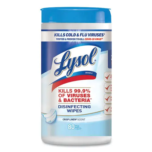 Disinfecting Wipes, 7 X 7.25, Crisp Linen, 80 Wipes-Canister 1