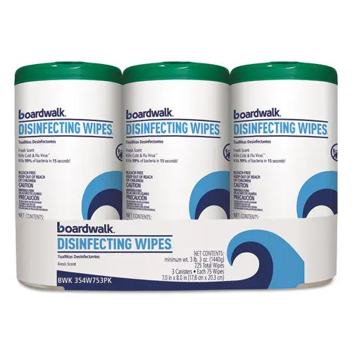 Disinfecting Wipes, 8 X 7, Fresh Scent, 75-Canister, 3 Canisters-Pack 1