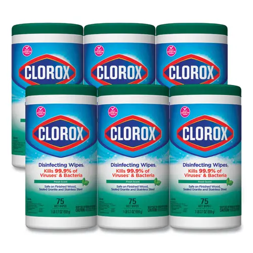 Disinfecting Wipes, Fresh Scent, 7 X 8, White, 75-Canister, 6 Canisters-Carton 1