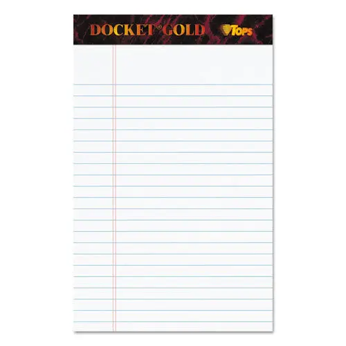 Docket Gold Ruled Perforated Pads, Narrow Rule, 5 X 8, White, 50 Sheets, 12-Pack 1
