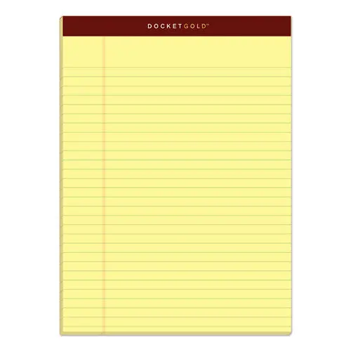 Docket Gold Ruled Perforated Pads, Wide-Legal Rule, 8.5 X 11.75, Canary, 50 Sheets, 12-Pack 1