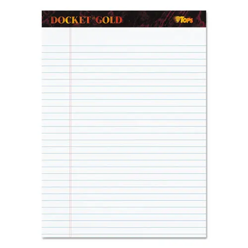 Docket Gold Ruled Perforated Pads, Wide-Legal Rule, 8.5 X 11.75, White, 50 Sheets, 12-Pack 1
