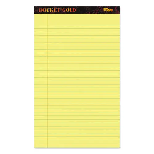 Docket Gold Ruled Perforated Pads, Wide-Legal Rule, 8.5 X 14, Canary, 50 Sheets, 12-Pack 1