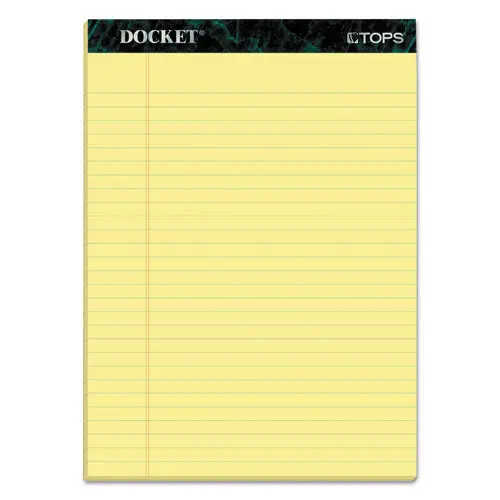 Docket Ruled Perforated Pads, Wide-Legal Rule, 8.5 X 11.75, Canary, 50 Sheets, 12-Pack 1