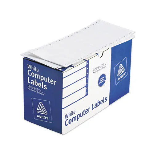 Dot Matrix Printer Mailing Labels, Pin-Fed Printers, 1.94 X 4, White, 5,000-Box 1