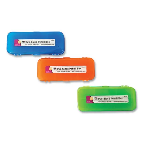 Double-Sided 5-Compartment Pencil Box, 8.5 X 3.5 X 1.5, Randomly Assorted Colors 1