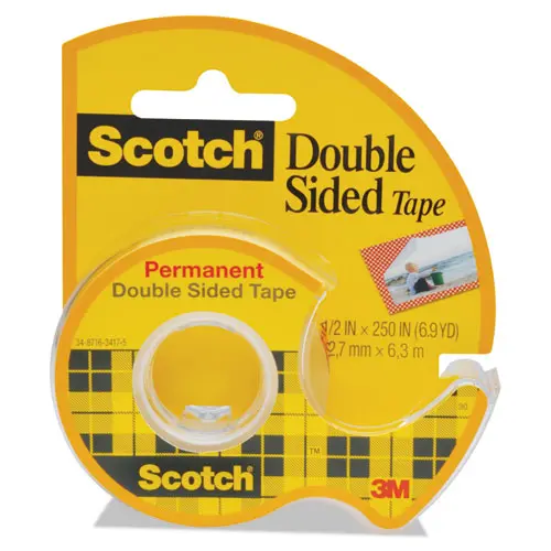 Double-Sided Permanent Tape In Handheld Dispenser, 1" Core, 0.5" X 20.83 Ft, Clear 1