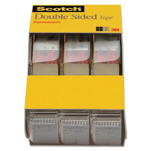 Double-Sided Permanent Tape In Handheld Dispenser, 1" Core, 0.5" X 20.83 Ft, Clear, 3-Pack 1