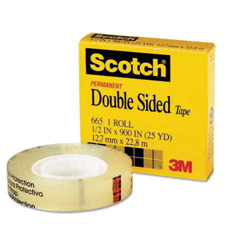 Double-Sided Tape, 1" Core, 0.5" X 75 Ft, Clear 1