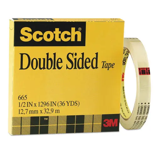 Double-Sided Tape, 3" Core, 0.5" X 36 Yds, Clear 1