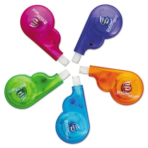 Dryline Mini Correction Tape, 1-5" X 197", Non-Refillable, 5-Pack 1