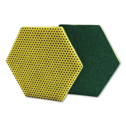 Dual Purpose Scour Pad, 5" X 5", Green-Yellow, 15-Carton 1