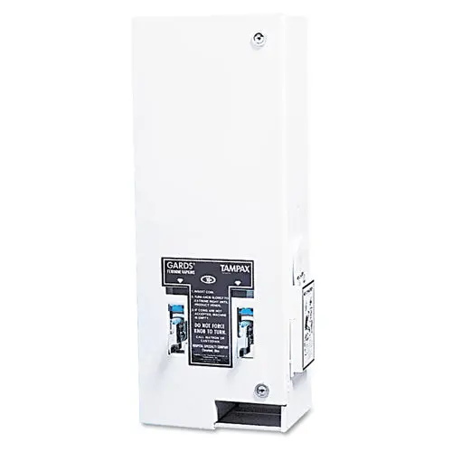 Dual Sanitary Napkin-Tampon Dispenser, Coin, 11 1-8 X 7 5-8 X 26 3-8, White 1
