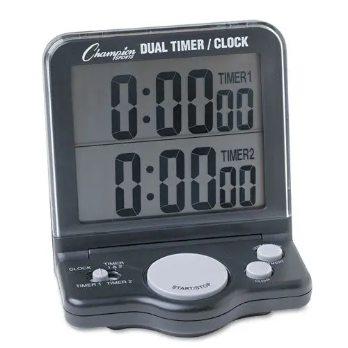 Dual Timer-Clock W-Jumbo Display, Lcd, 3 1-2 X 1 X 4 1-2 1