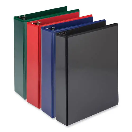 Durable D-Ring View Binders, 3 Rings, 2" Capacity, 11 X 8.5, Black/Blue/Green/Red, 4/Pack 1