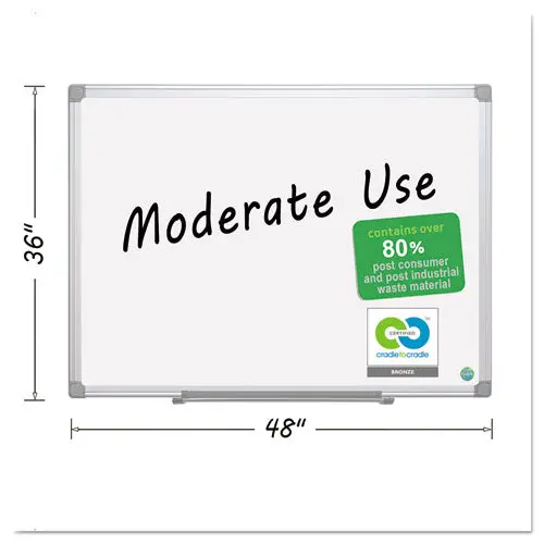 Earth Easy-Clean Dry Erase Board, White-Silver, 36X48 1