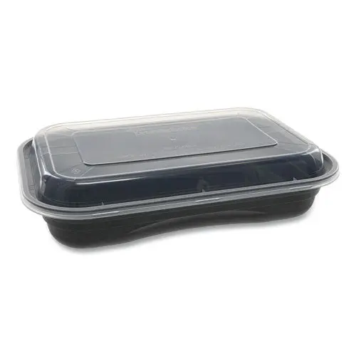 Earthchoice Versa2go Microwaveable Containers, 27 Oz, 8.4 X 5.6 X 1.4, Black-Clear, 150-Carton 1