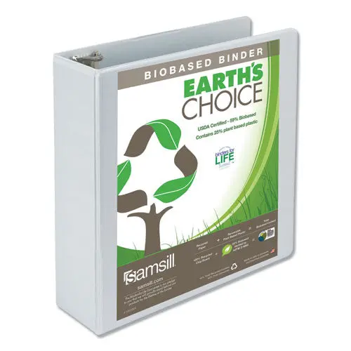 Earth's Choice Biobased Round Ring View Binder, 3 Rings, 3" Capacity, 11 X 8.5, White 1