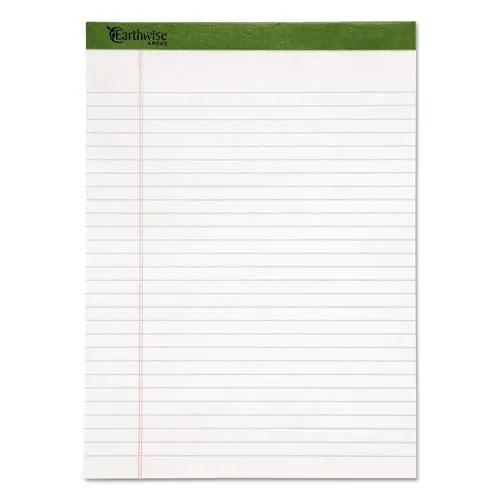 Earthwise By Oxford Recycled Pad, Wide-Legal Rule, 8.5 X 11.75, White, 50 Sheets, Dz 1