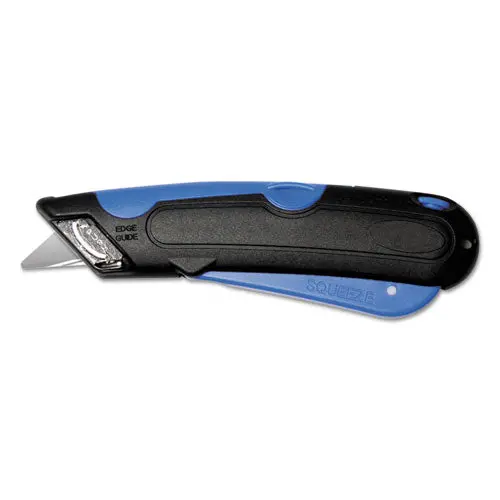Easycut Self-Retracting Cutter With Safety-Tip Blade And Holster, Black-Blue 1