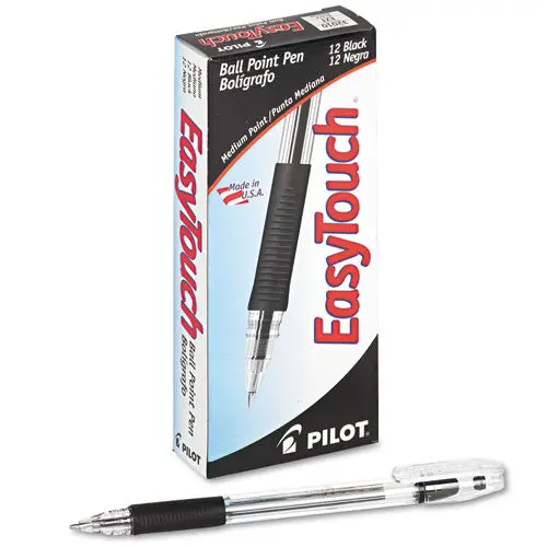 Easytouch Stick Ballpoint Pen, Medium 1Mm, Black Ink, Clear Barrel, Dozen 1