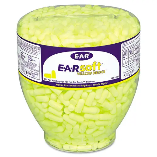 E·A·Rsoft Neon Tapered Earplug Refill, Cordless, Yellow, 500-Box 1