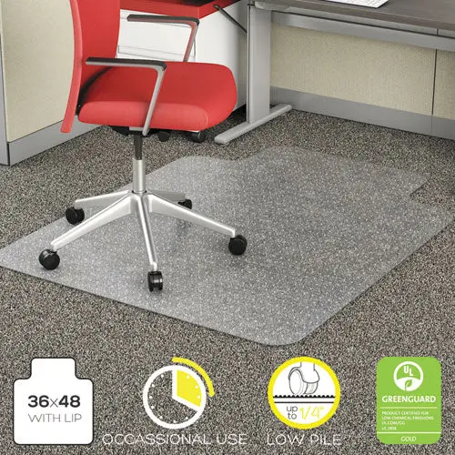 Economat Occasional Use Chair Mat, Low Pile Carpet, Roll, 36 X 48, Lipped, Clear 1