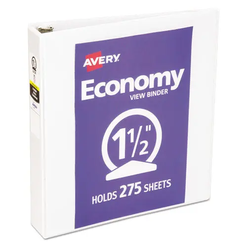 Economy View Binder With Round Rings , 3 Rings, 1.5" Capacity, 11 X 8.5, White, (5726) 1