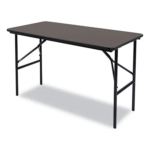 Economy Wood Laminate Folding Table, Rectangular, 48W X 24D X 29H, Walnut 1