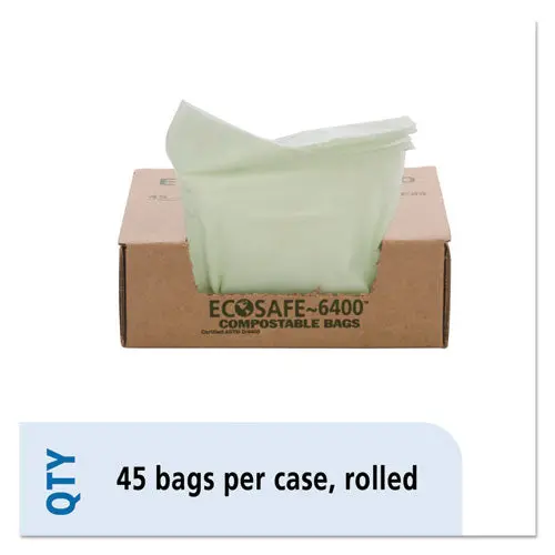 Ecosafe-6400 Bags, 13 Gal, 0.85 Mil, 24" X 30", Green, 45-Box 1
