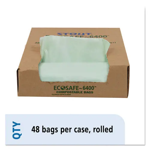 Ecosafe-6400 Bags, 30 Gal, 1.1 Mil, 30" X 39", Green, 48-Box 1