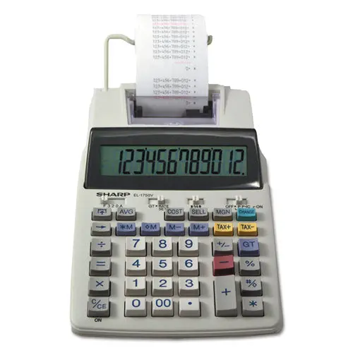 El-1750V Two-Color Printing Calculator, Black-Red Print, 2 Lines-Sec 1