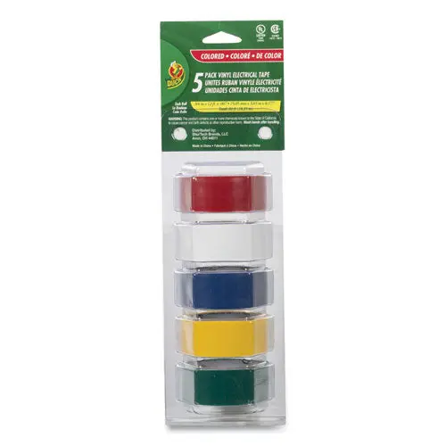 Electrical Tape, 1" Core, 0.75" X 12 Ft, Assorted Colors, 5-Pack 1