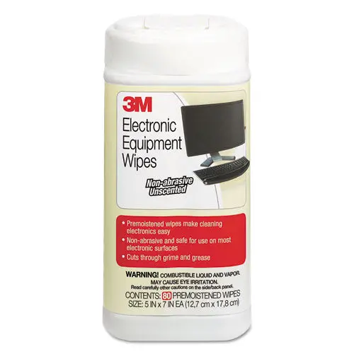 Electronic Equipment Cleaning Wipes, 5 1-2 X 6 3-4, White, 80-Canister 1