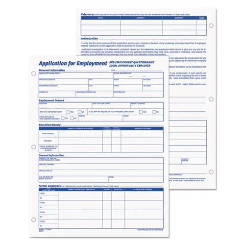 Employee Application Form, 8 3-8 X 11, 50-Pad, 2-Pack 1
