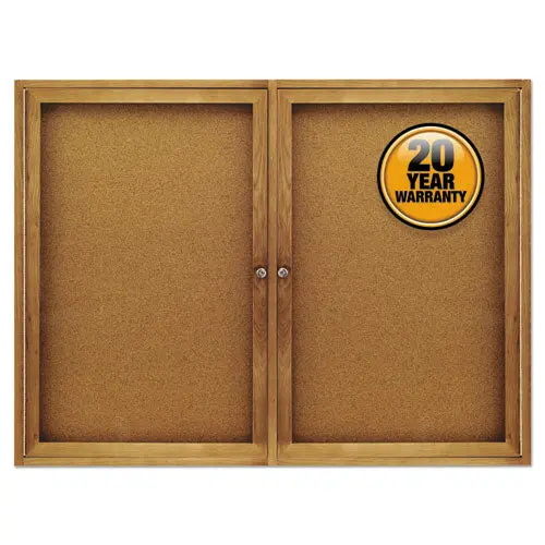 Enclosed Bulletin Board, Natural Cork-Fiberboard, 48 X 36, Oak Frame 1