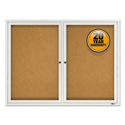 Enclosed Cork Bulletin Board, Cork-Fiberboard, 48" X 36", Silver Aluminum Frame 1