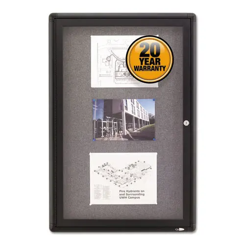 Enclosed Fabric-Cork Board, 24 X 36, Gray Surface, Graphite Aluminum Frame 1