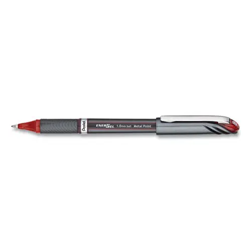Energel Nv Stick Gel Pen, 1 Mm Metal Tip, Red Ink-Barrel, Dozen 1