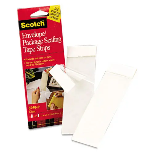 Envelope-Package Sealing Tape Strips, 2" X 6", Clear, 50-Pack 1