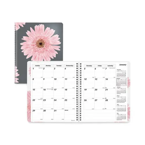 Essential Collection 14-Month Ruled Monthly Planner, 8.88 X 7.13, Daisy Black-Pink Cover, 14-Month (Dec To Jan): 2022 To 2023 1