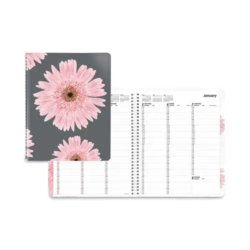 Essential Collection Weekly Appointment Book In Columnar Format, 11 X 8.5, Daisy Black-Pink Cover, 12-Month(Jan To Dec): 2023 1