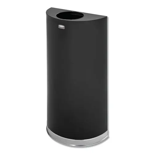 European And Metallic Series Open Top Receptacle, Half-Round, 12 Gal, Black-Chrome 1