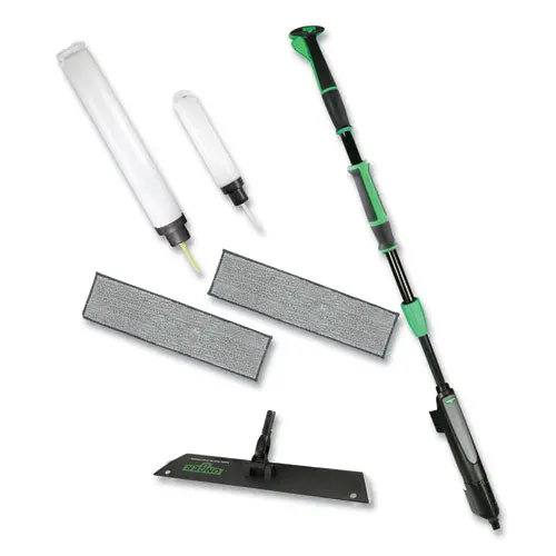 Excella Floor Cleaning Kit, 20" Gray Microfiber Head, 48" To 65" Black/Green Handle 1