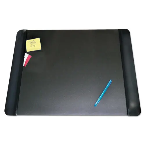 Executive Desk Pad With Antimicrobial Protection, Leather-Like Side Panels, 24 X 19, Black 1