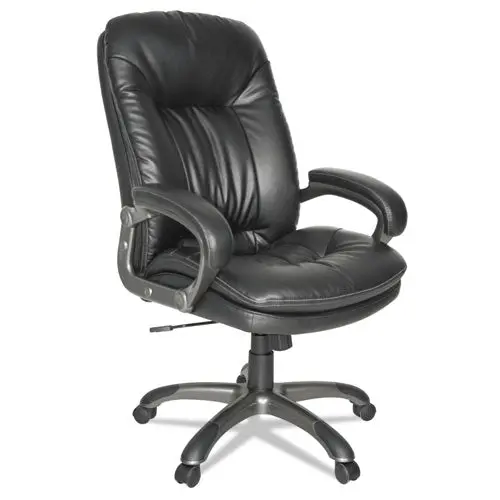 Executive Swivel-Tilt Leather High-Back Chair, Supports Up To 250 Lbs., Black Seat-Black Back, Black Base 1
