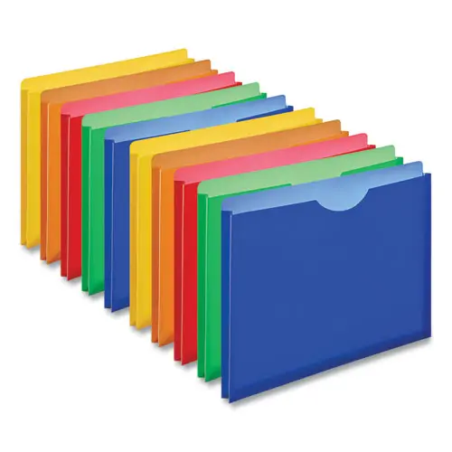 Expanding Poly File Jackets, 1 Section, Straight Tab, Letter Size, Assorted, 10/Pack 1