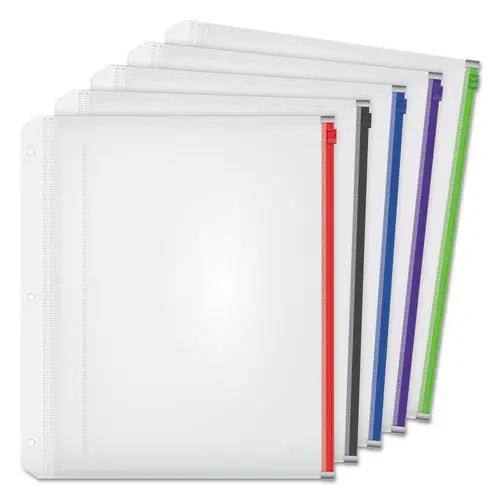 Expanding Zipper Binder Pocket, 11 X 8.5, Assorted Colors, 5-Pack 1