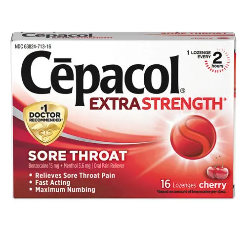 Exta Strength Sore Throat Lozenge, Cherry, 16-Box, 24 Boxes-Carton 1
